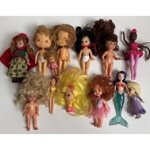 Lot Of 13 Mix Dolls & HASBRO Strawberry Shortcake Nude Dolls Figures Toys